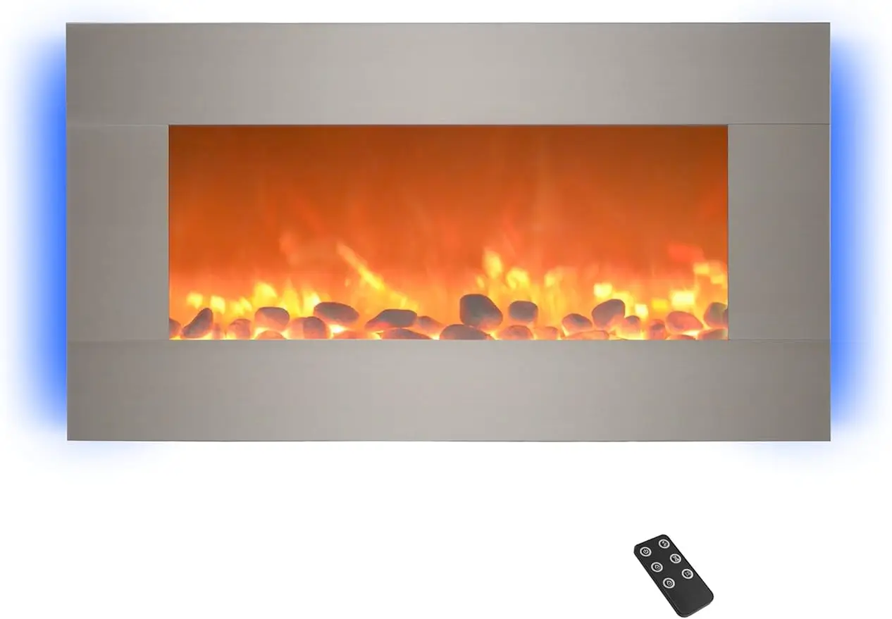 Electric Fireplace - 30 Inch Wall Mounted Fireplace - 13 Backlight Colors and Remote Controlled LED Flames, Heat,
Electric Fireplace - 30 Inch Wall Mounted Fireplace - 13 Backlight Colors and Remote Controlled LED Flames, Heat,