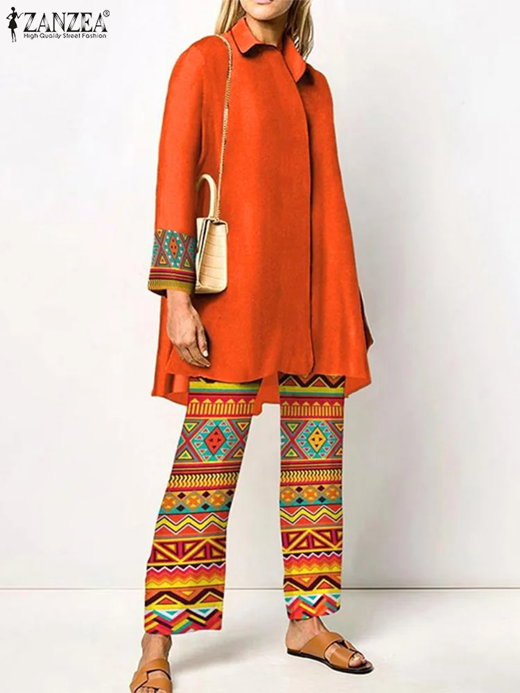 Комплект брюк ZANZEA женский из топа и брюк, модная Повседневная рубашка с отложным воротником и рукавом 3/4, одежда для отпуска с принтом, тренировочные костюмы, 2 шт.
Комплект брюк ZANZEA женский из топа и брюк, модная Повседневная рубашка с отложным воротником и рукавом 3/4, одежда для отпуска с принтом, тренировочные костюмы, 2 шт.