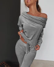 Sweatshirt Women 2 pieces Set Tracksuit Autumn One shoulder Sweatshirt Pants Sets Sport Wear Tracksuit Velvet Lounge Suit
Sweatshirt Women 2 pieces Set Tracksuit Autumn One shoulder Sweatshirt Pants Sets Sport Wear Tracksuit Velvet Lounge Suit