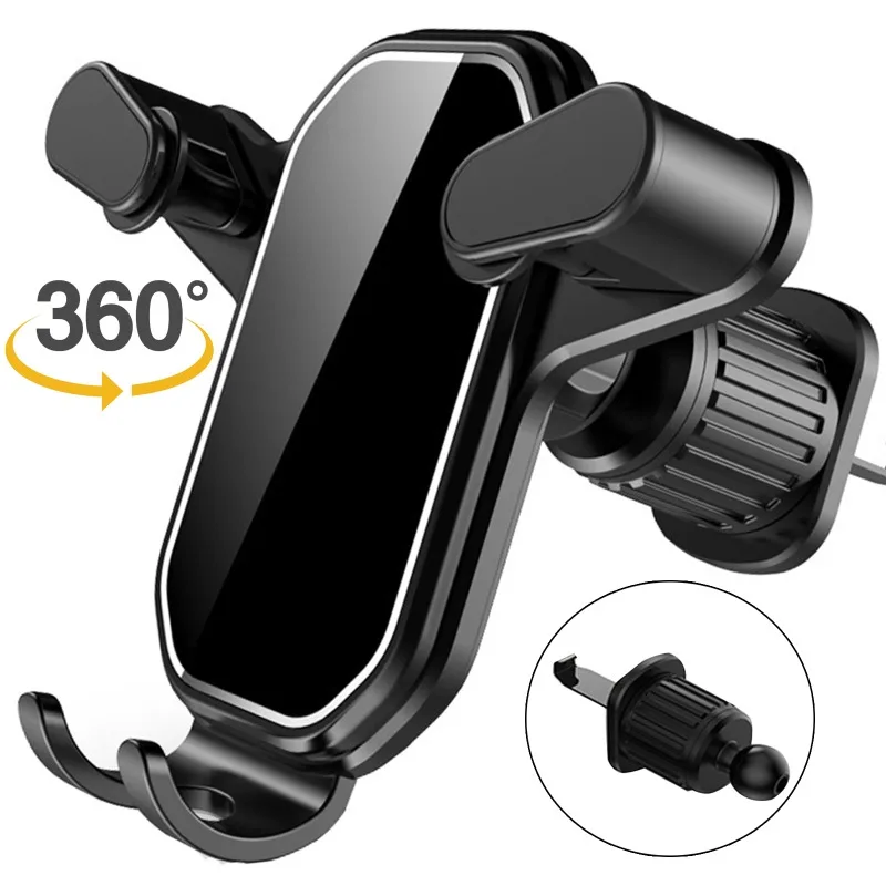 

Car Phone Holder Air Vent Gravity Stand Mobie Phone GPS Support 360 Degree Rotation Air Outlet Mount for IPhone 15 Samsung