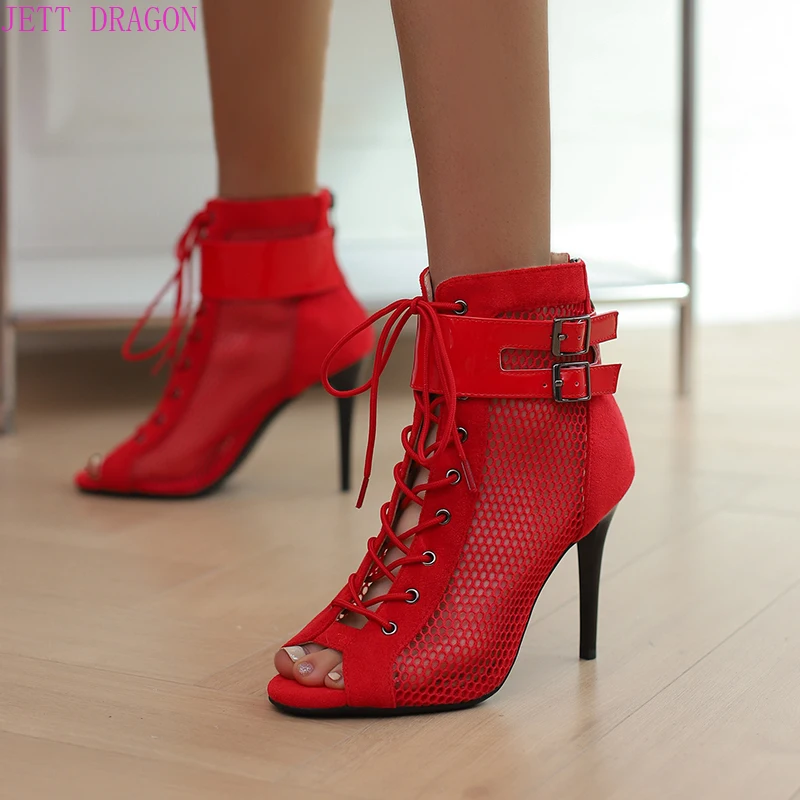 2023 New Women's Summer Short Boots Fashion Lace-up Mesh Peep Toe Thin Heel High Heels Dance Party Sandals Women Large Size 46
2023 New Women's Summer Short Boots Fashion Lace-up Mesh Peep Toe Thin Heel High Heels Dance Party Sandals Women Large Size 46