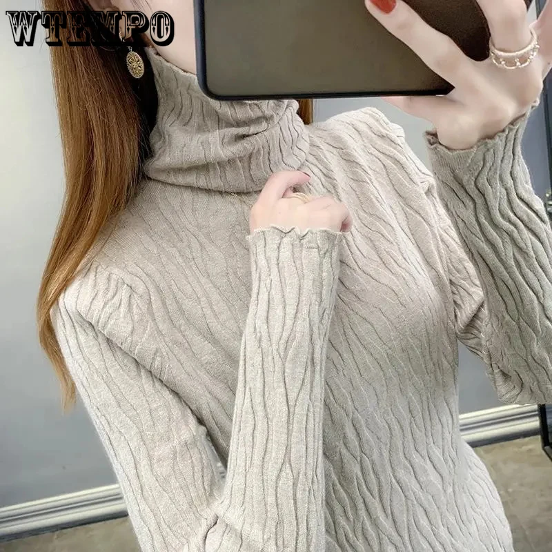 Slim Turnleneck Knit Bottom Shirt Women's Long Sleeve Top Solid Stripe Simple Casual Korean Fashion Autumn Winter Drop Shipping
Slim Turnleneck Knit Bottom Shirt Women's Long Sleeve Top Solid Stripe Simple Casual Korean Fashion Autumn Winter Drop Shipping