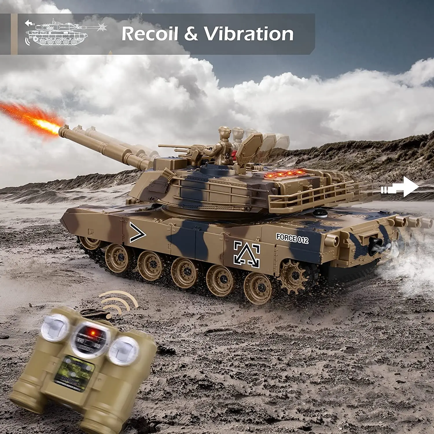 New 1:24 RC Infrared Battle Tank Smoke Effect Lights Remote Contro Electric Alloy Crawler Tank Simulation Gift Toys For Children
New 1:24 RC Infrared Battle Tank Smoke Effect Lights Remote Contro Electric Alloy Crawler Tank Simulation Gift Toys For Children