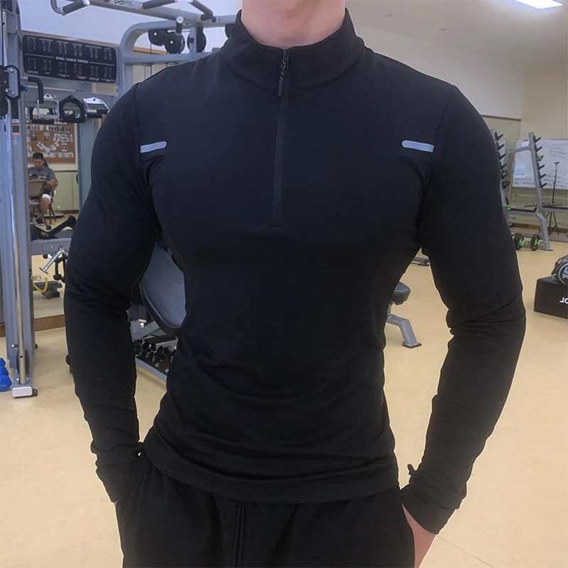 Облегающее Мужское пальто на осень и зиму, дышащая растягивающаяся футболка, спортивный костюм для бега и тренировок с длинными рукавами и полумолнией для фитнеса
Облегающее Мужское пальто на осень и зиму, дышащая растягивающаяся футболка, спортивный костюм для бега и тренировок с длинными рукавами и полумолнией для фитнеса
