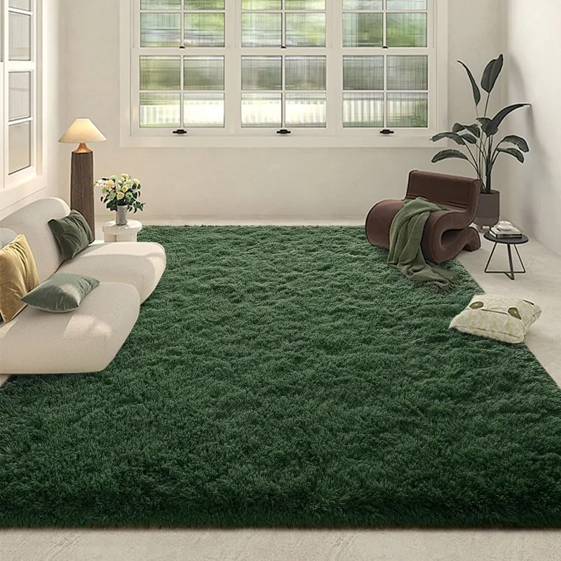 

Super Soft Area Rugs for Bedroom Living Room, Dark Green Fluffy Rug Carpets for Girls Kids Room, Shaggy Fuzzy Indoor