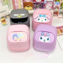 Sanrios Kuromi Hello Kitty Trash Can Cinnamoroll Cartoon Cute Household Car with Lid Press Trash Can Confetti Storage Bin