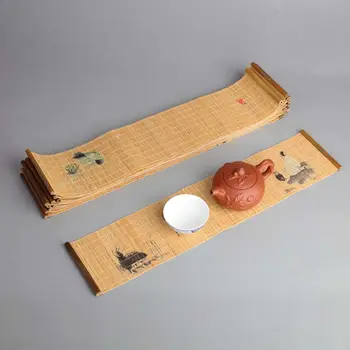 창의적인 수제 대나무 티 매트, 테이블 매트, 중국 국가 다도 장식 공예, 방수 테이블 러너