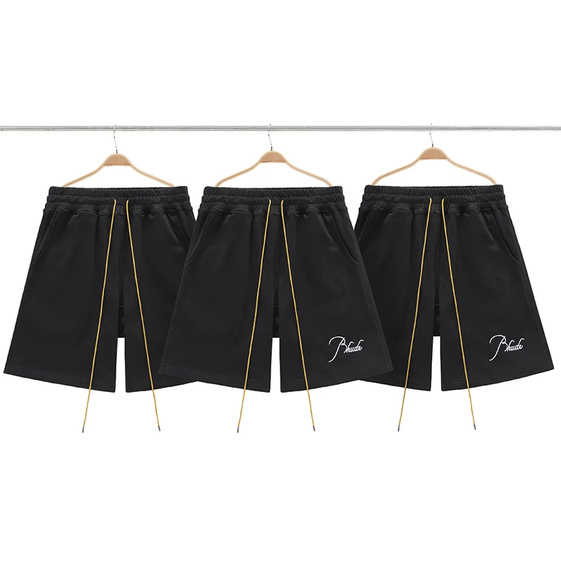 

RHUDE Niche Fashion Brand American Summer Sports Casual Black Loose Men's Basketball Five Point Shorts