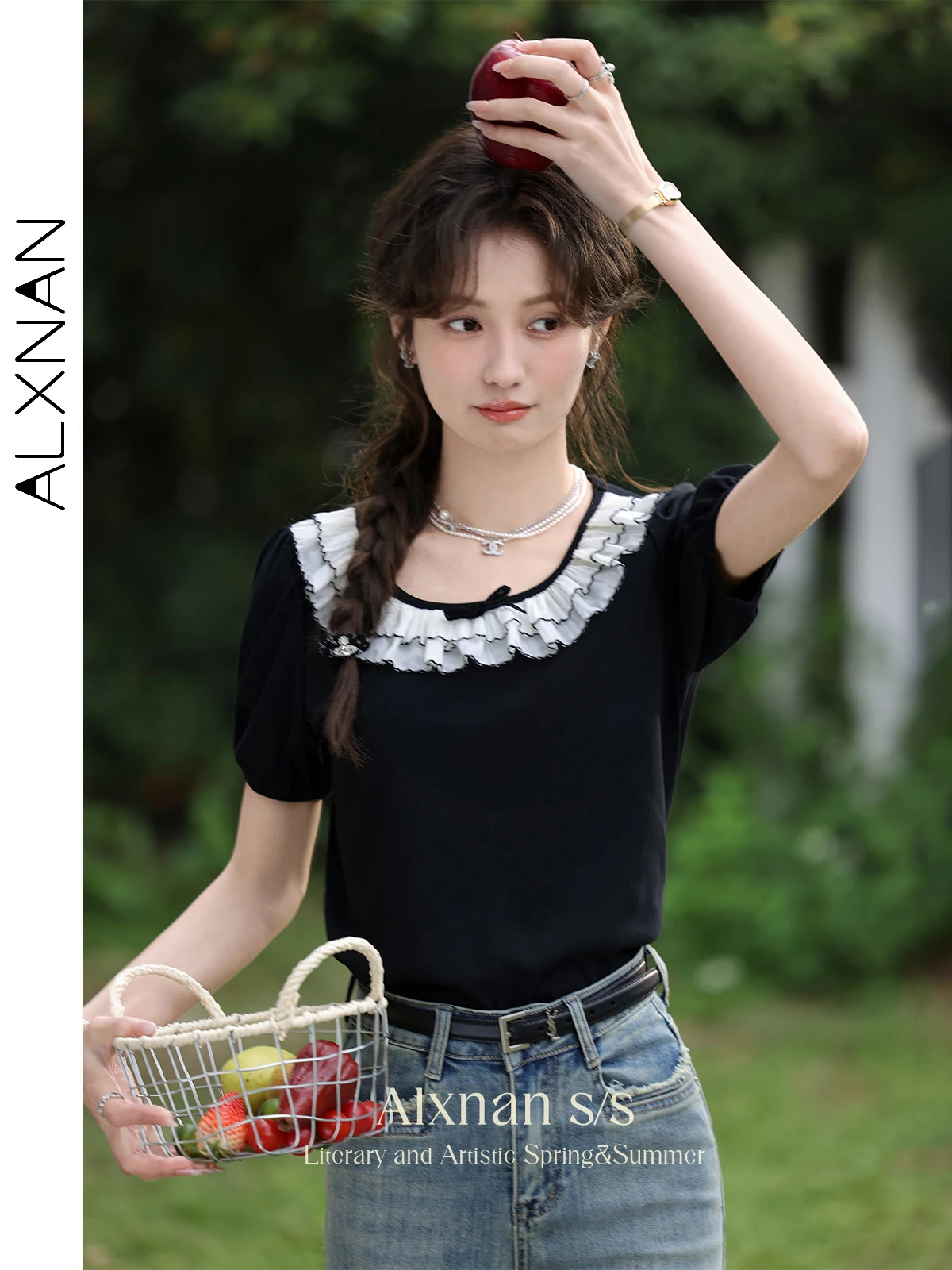 ALXNAN Short Sleeve Women T Shirt 2024 Sweet Fashion Patchwork Summer Tops Low Round Neck Puff Sleeve Tees Woman Clothes L35055
ALXNAN Short Sleeve Women T Shirt 2024 Sweet Fashion Patchwork Summer Tops Low Round Neck Puff Sleeve Tees Woman Clothes L35055