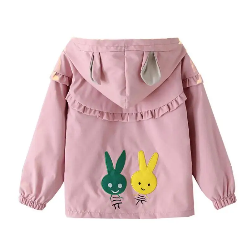 

Spring Autumn Girls Casual Jackets Hooded Outerwear Fashion Printing 2021 New Flower Windbreaker Children Clothing1- 5Years