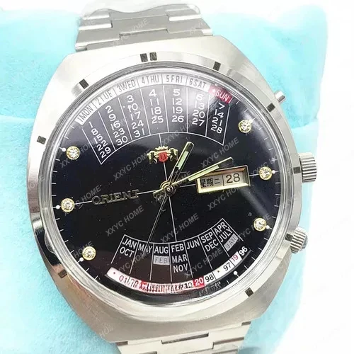 

Men's Japanese Double Lion Automatic Mechanical Perpetual Calendar Rotating Large Dial Multi-Function with Luminous Watch