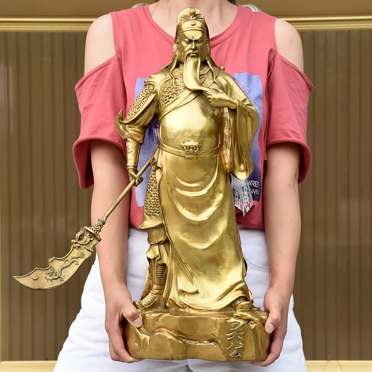 

55 CM huge Efficacious Talisman office home House Protection Money Drawing Martial god of wealth guan gong Guandi BRASS statue