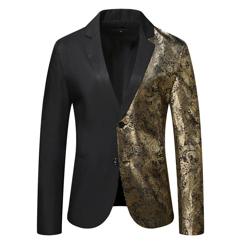 

Mens Black Floral Tuxedo Jacket Paisley Notched Lapel Suit Blazer Jacket Men Dinner Prom Wedding Dress Blazers Terno Masculino