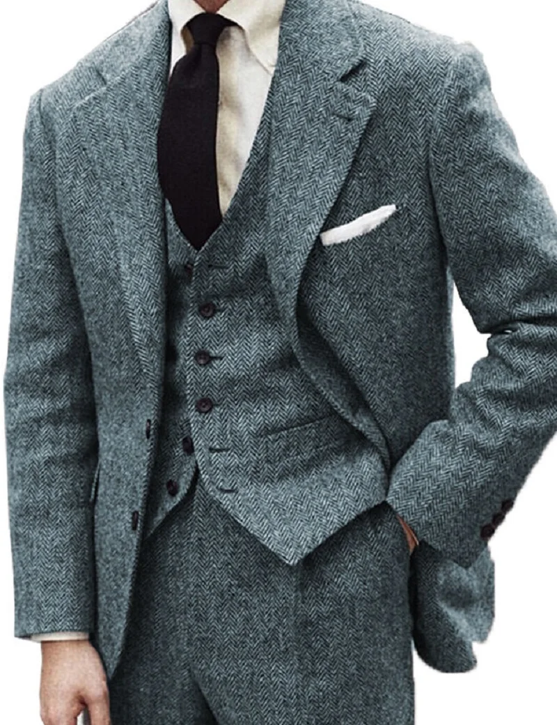 Tweed Herringbone Vintage Groom’s Tuxedo Three-piece Suit Men Clothing Suit for Wedding Party Dress Costumes Male Suits
Tweed Herringbone Vintage Groom’s Tuxedo Three-piece Suit Men Clothing Suit for Wedding Party Dress Costumes Male Suits