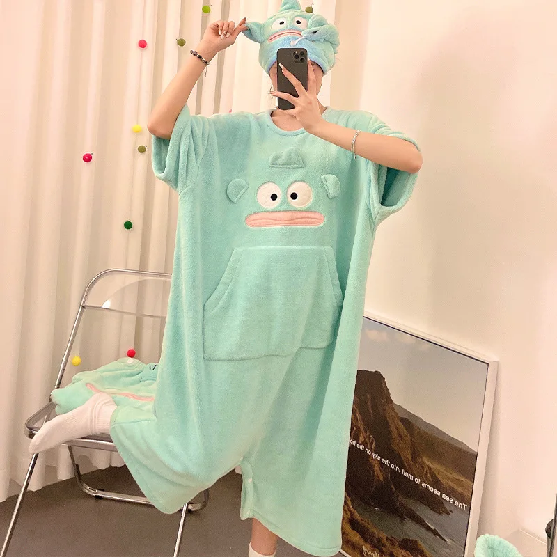 

Anime Cartoon Sanrio My Melody Kuromi Hangyodon Pachacco Women's One-Piece Bath Towel Fashion New Home Bath Skirt Dry Hair Hat