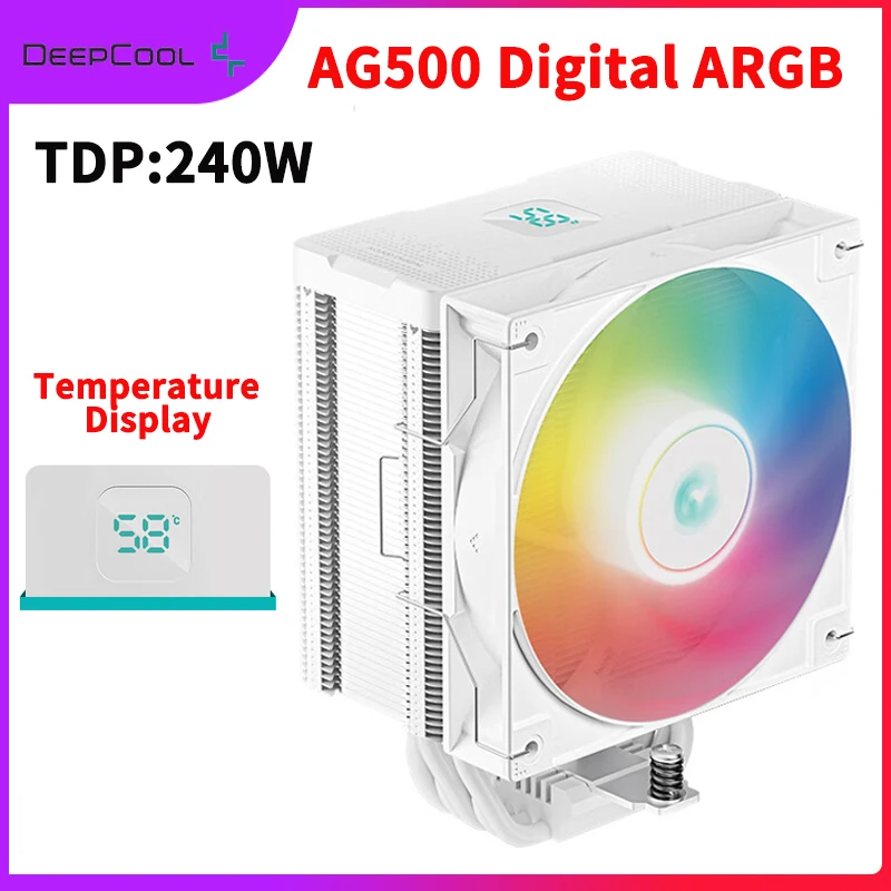 

Deepcool AG500 Digital ARGB CPU Cooler 5 Heat Pipes TDP 240W Intelligent Temperature Display CPU Cooling Radiator AM4 AM5 1700