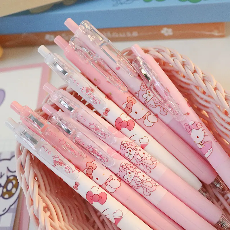 

1/3/6Pcs Sanrio Hello Kitty Neutral Pen My Melody Kuromi Gel Pens Anime Cartoon Stationery Student Dedicated School Supplies