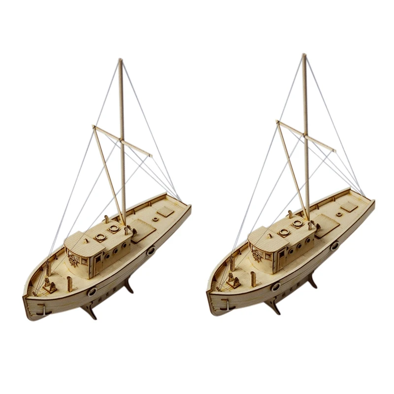 

2X Ship Assembly Model DIY Kits Wooden Sailing Boat 1:50 Scale Decoration Toy Gift
