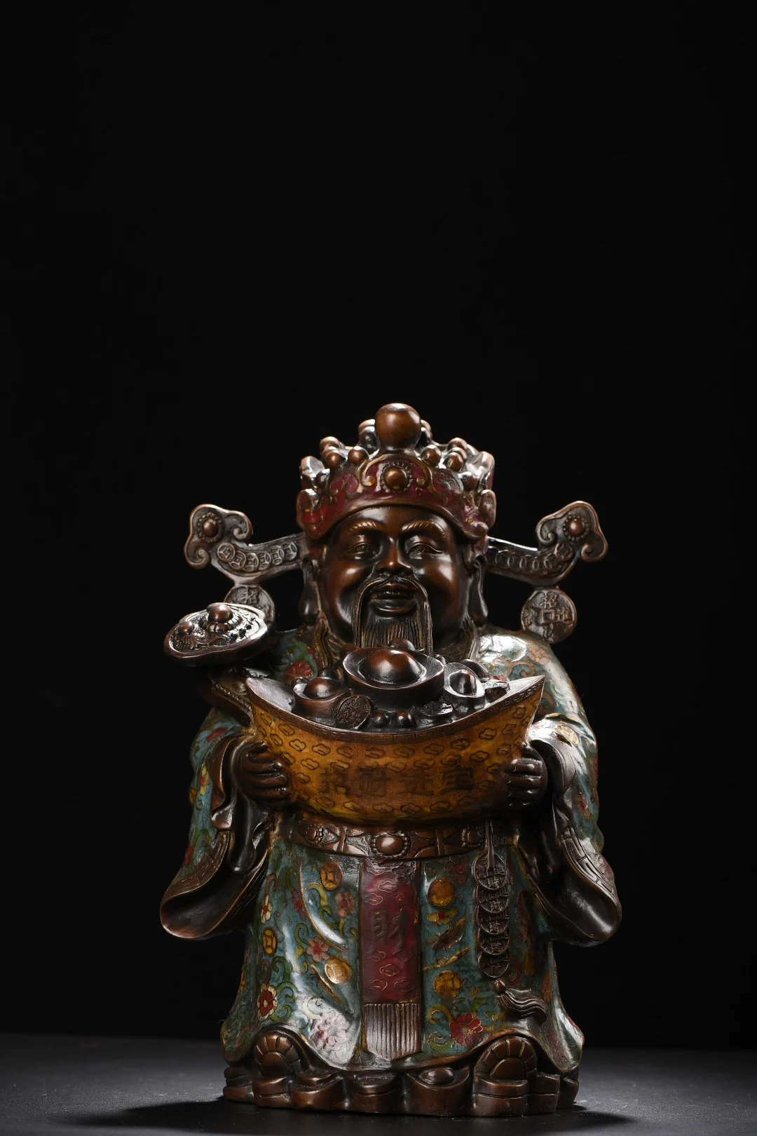 13"Tibetan Temple Collection Old Purple Bronze Cloisonne Amass wealth God of Wealth Changguan wealth Worship Hall Town House
13"Tibetan Temple Collection Old Purple Bronze Cloisonne Amass wealth God of Wealth Changguan wealth Worship Hall Town House