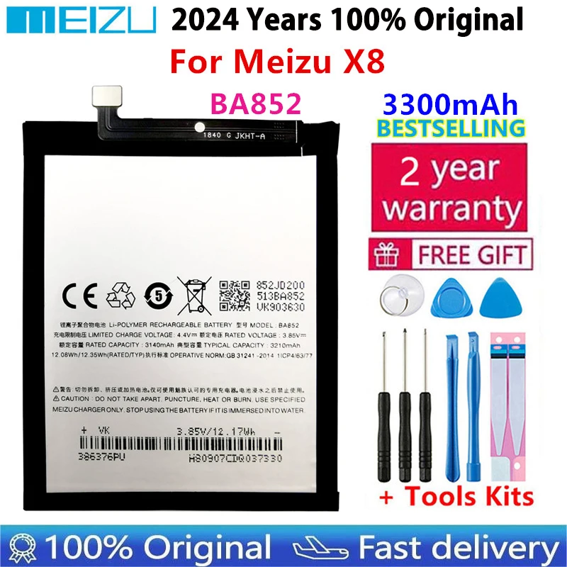 

2024 100% Original High Quality Meizu Battery 3300mAh BA852 Battery For Meizu X8 Mobile Phone Batteries Bateria Batterij+tools