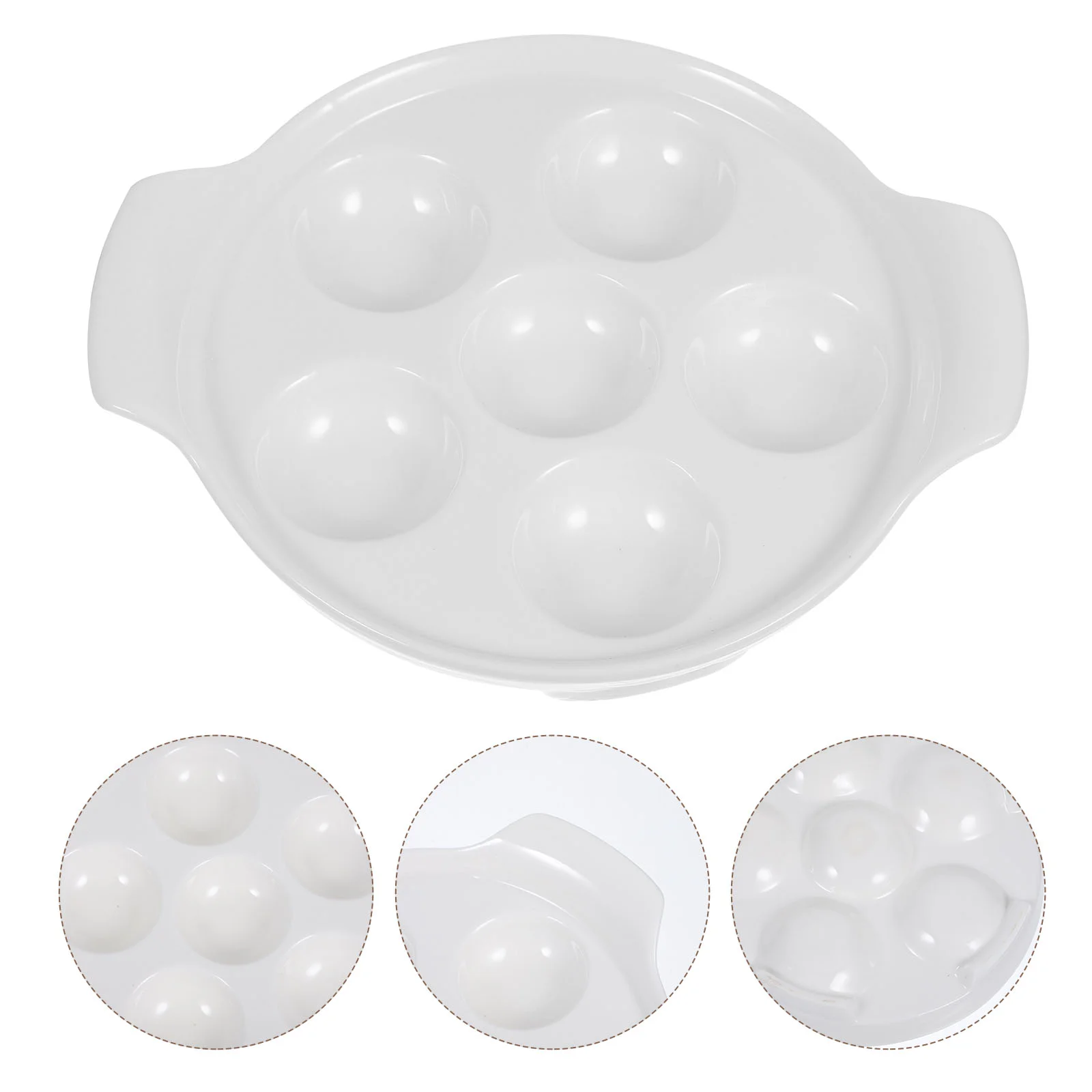 

Ceramic Dishes Snail Plate Egg Baking Escargot Plates with Handle Snails Octopus Balls Pan