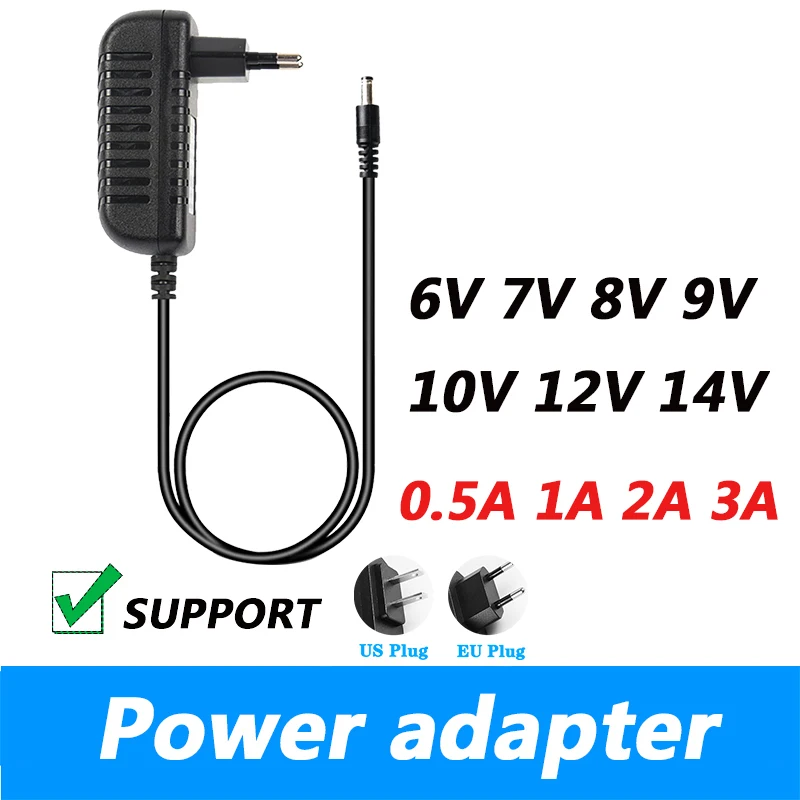 

AC 100-240V DC 6V 7V 8V 9V 10V 12V 14V 0.5A 1A 2A 3A Universal Power Adapter Supply Charger Adaptor Eu Us For LED Light Strips