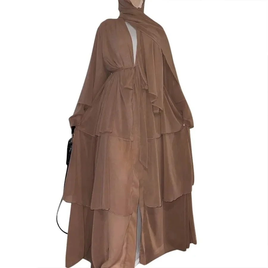 

Solid Chiffon Open Abaya Kimono Kaftan Turkey Muslim Fashion Hijab Dress Ramadan Abayas for Women Dubai Caftan Islamic Clothing