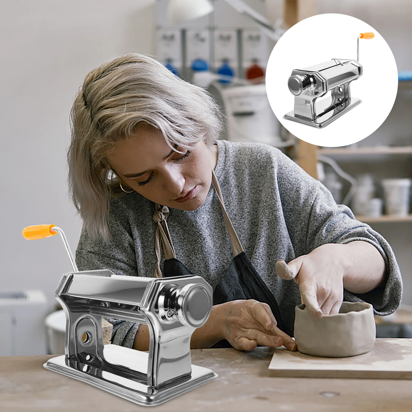 DIY Polymer Clay Roller Handcraft Clay Extruder Hand Crank Clay Roller Machine Polymer Clay Press Machine With Rockers
DIY Polymer Clay Roller Handcraft Clay Extruder Hand Crank Clay Roller Machine Polymer Clay Press Machine With Rockers