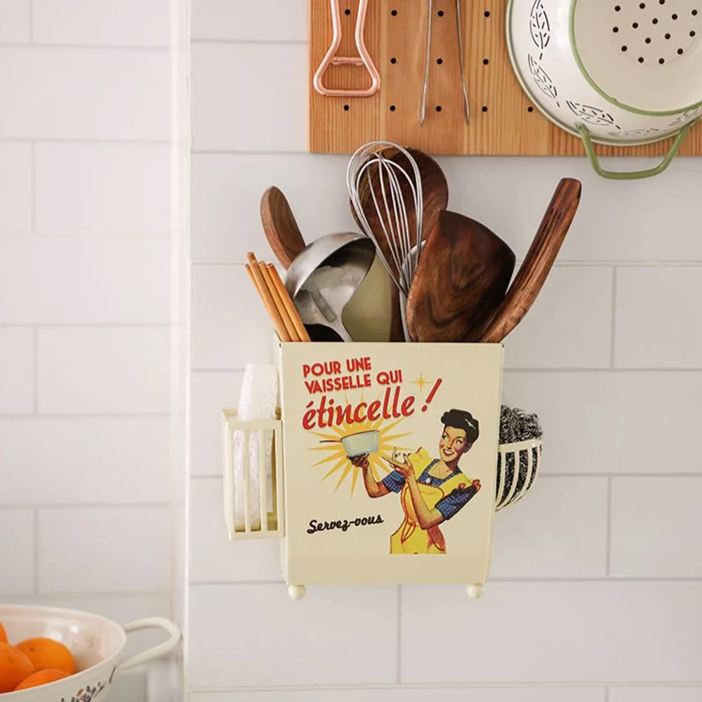 French Vintage Tableware Storage Bucket Household Kitchen Shelf Multifunctional Wall Hanging Chopstick Set Drain Basket Racks
French Vintage Tableware Storage Bucket Household Kitchen Shelf Multifunctional Wall Hanging Chopstick Set Drain Basket Racks