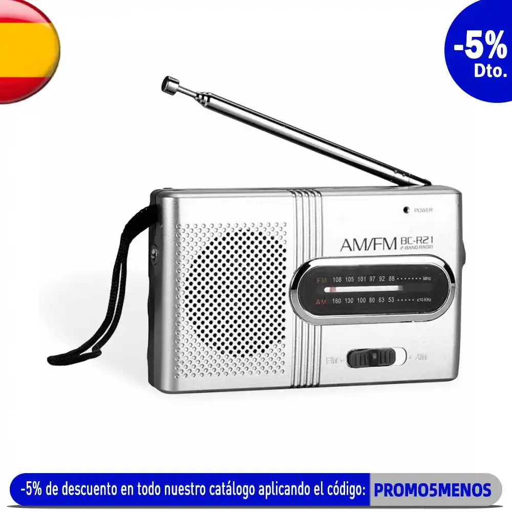 Портативное карманное радио FM/AM Band 3 5 мм AUX Mini Jack BC-R21 Silver |