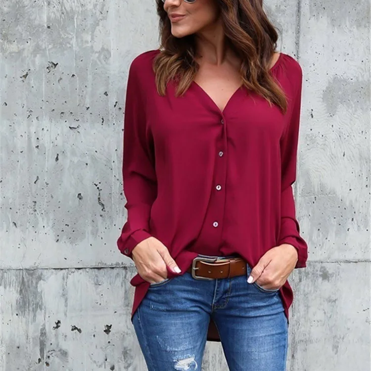 Autumn Tops 2023 New Long-sleeved Shirt Loose Fashion V-neck Solid Color Elegant Leisure Time Party Ladies Shirts MsChuh
Autumn Tops 2023 New Long-sleeved Shirt Loose Fashion V-neck Solid Color Elegant Leisure Time Party Ladies Shirts MsChuh