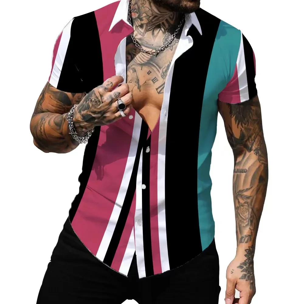 Hawaiian Men's Striped Shirt, Printed Sexy Shirt, Casual T-shirt, Large Tops, Men's Clothing, Summer Fashion
Hawaiian Men's Striped Shirt, Printed Sexy Shirt, Casual T-shirt, Large Tops, Men's Clothing, Summer Fashion