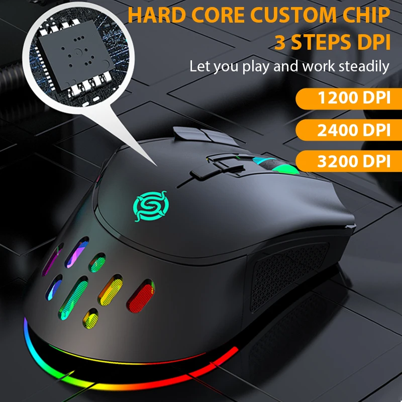 

2022 New 2.4G Wireless RGB Mouse Mute RGB Light Gaming Mouse 3200 DPI Programmable Ergonomic Rechargeable Desktop Computer Mice