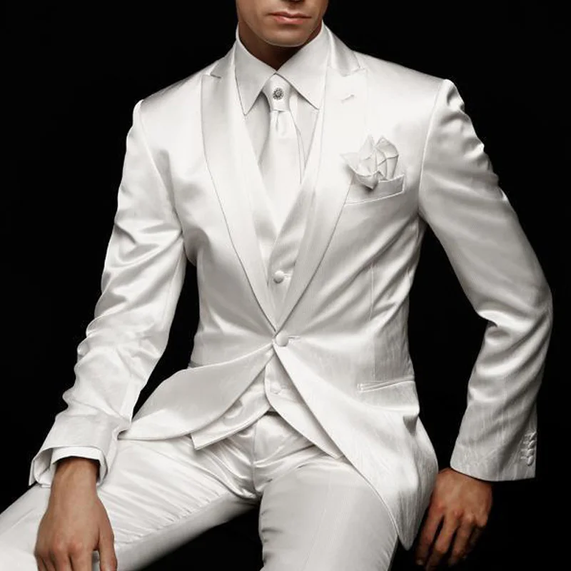 White Wedding Mens Suit for Groom Tuxedos 2023 Slim Fit Prom Party Custom Satin Men Suits 3 Piece Jacket Pants Vest Male Clothes
White Wedding Mens Suit for Groom Tuxedos 2023 Slim Fit Prom Party Custom Satin Men Suits 3 Piece Jacket Pants Vest Male Clothes