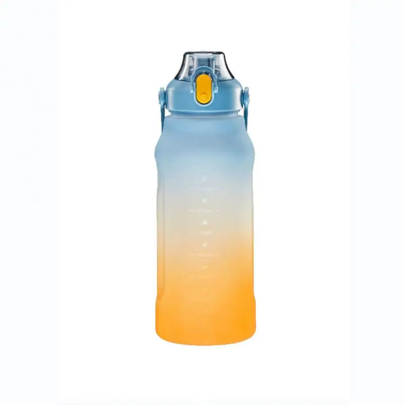 

Water Bottle Outdoor Fitness Sports Plastic Large Capacity Gradient Color Wholesale New Water Cups With Time Marker Straw Cup