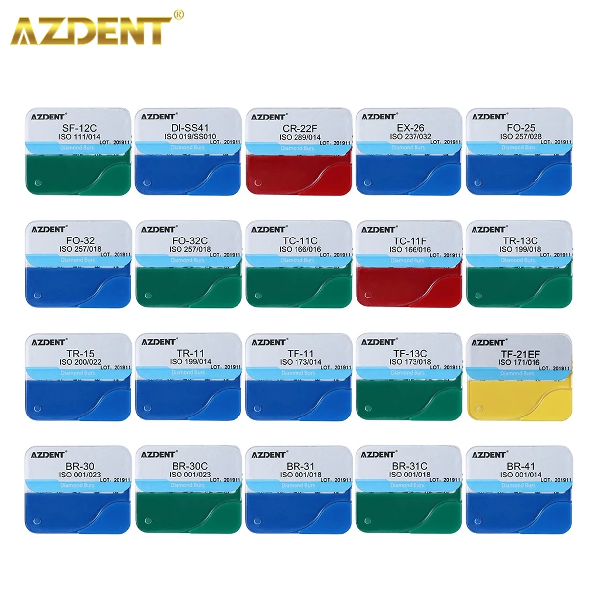 AZDENT 20Boxes/100pcs Dental Diamond Burs for High Speed Handpiece Medium FG 1.6MM 20 Fixed Types Dentist Dental Lab Tools
AZDENT 20Boxes/100pcs Dental Diamond Burs for High Speed Handpiece Medium FG 1.6MM 20 Fixed Types Dentist Dental Lab Tools