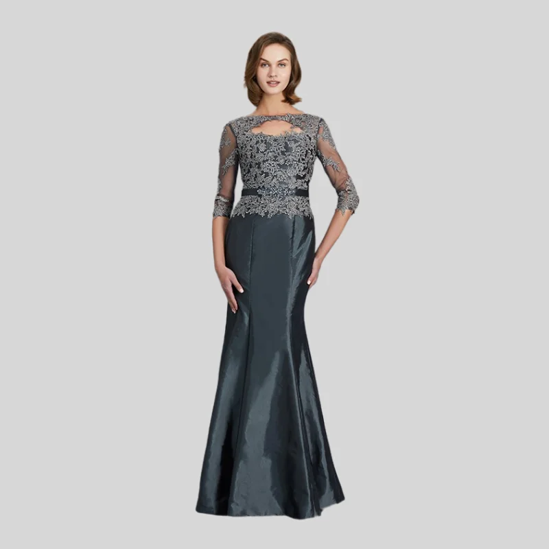 Gray Mother Of The Bride Dresses Mermaid 3/4 Sleeves Satin Appliques Beaded Plus Size Long Groom Mother Dresses For Wedding
Gray Mother Of The Bride Dresses Mermaid 3/4 Sleeves Satin Appliques Beaded Plus Size Long Groom Mother Dresses For Wedding