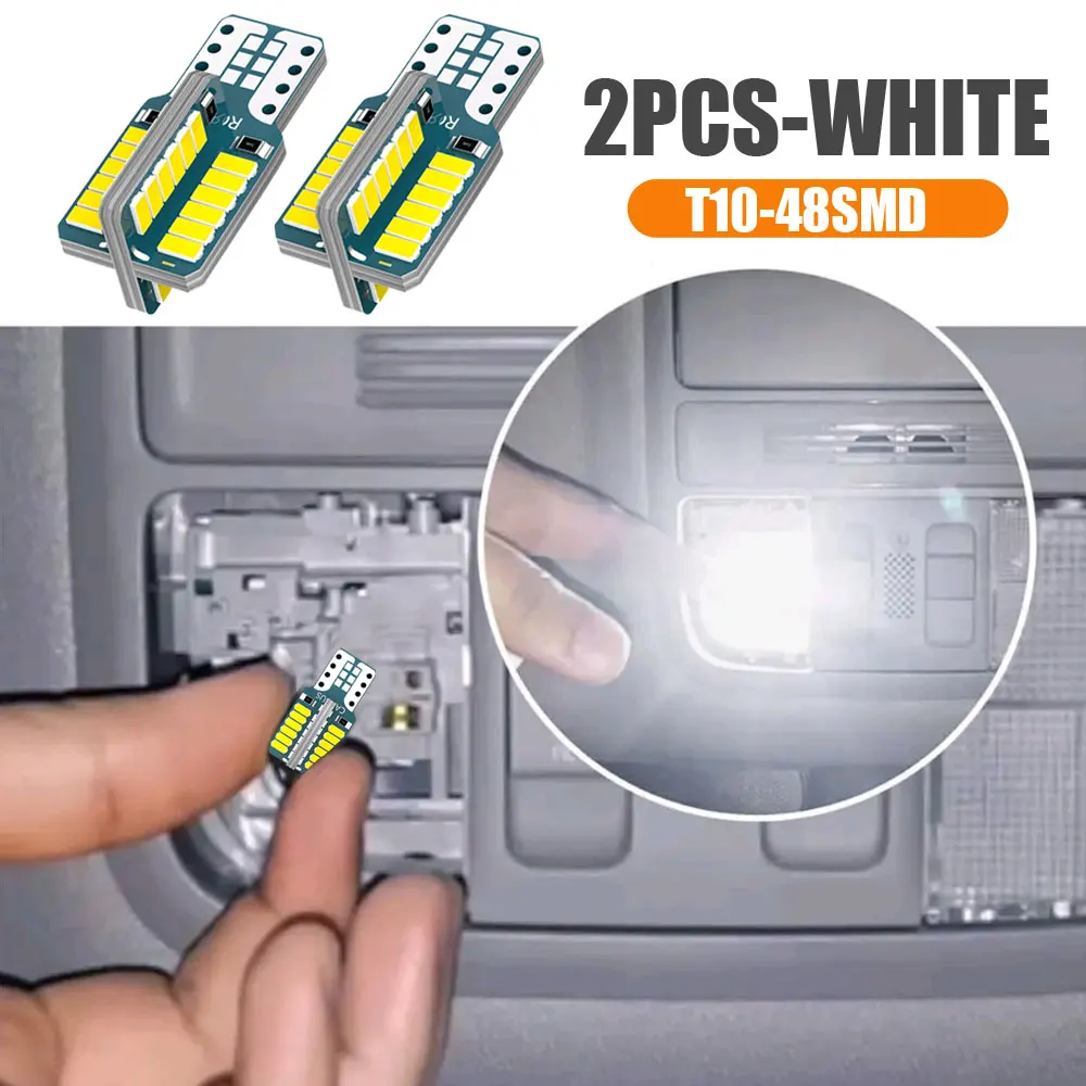 2pcs Car White T10 Led Bulbs W5W 48SMDs 3014 6500K Reading License Plate Light Signal Lamp Car Interior Lights Accessories
2pcs Car White T10 Led Bulbs W5W 48SMDs 3014 6500K Reading License Plate Light Signal Lamp Car Interior Lights Accessories