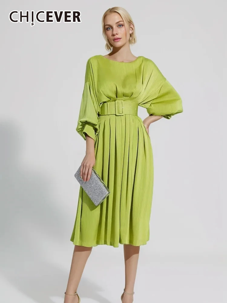 CHICEVER Solid Patchwork Belt Dresses For Women Round Neck Half Sleeve High Waist Loose Folds Casual Long Dress Female 2024 New
CHICEVER Solid Patchwork Belt Dresses For Women Round Neck Half Sleeve High Waist Loose Folds Casual Long Dress Female 2024 New