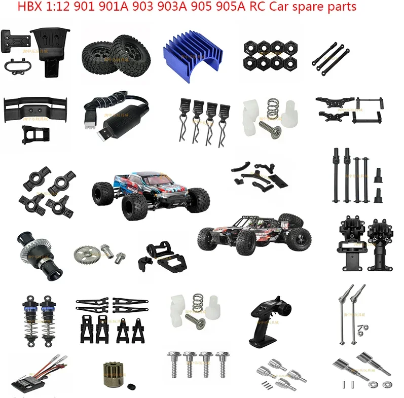 

Запчасти для радиоуправляемых автомобилей HBX 1:12 901 901A 903 903A 905 905A, ходовые тяги, шасси, шины, амортизаторы, Поворотные Рычаги, вал трансмиссии