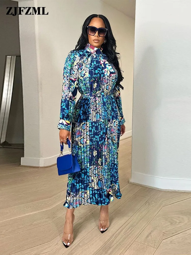 Retro Aesthetic Print Pleated Smocked Maxi Dresses for Women Mock Collar Full Sleeve Elastic High Waist Ankle Length Long Dress
Retro Aesthetic Print Pleated Smocked Maxi Dresses for Women Mock Collar Full Sleeve Elastic High Waist Ankle Length Long Dress