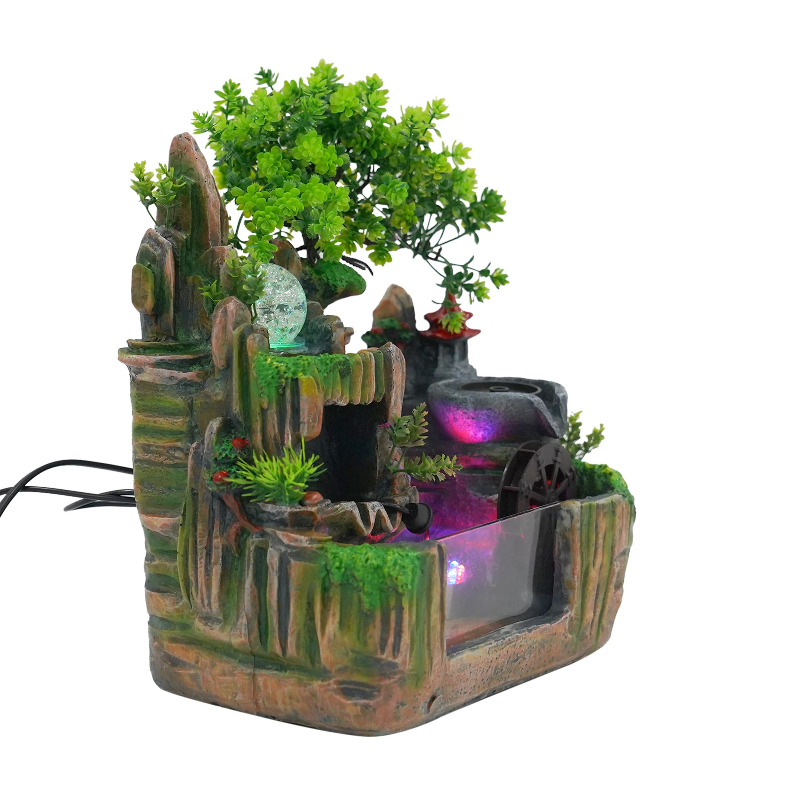 Rockery Fountain Small Rockery Water Fountain Indoor with LED Lamp Atomization Effect Suitable for Office Decoration Rockery Fountain Small Rockery Water Fountain Indoor with LED Lamp Atomization Effect Suitable for Office Decoration