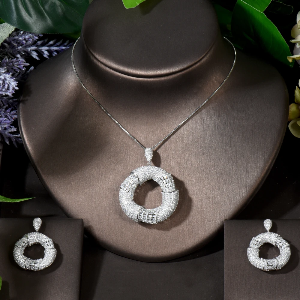 Fashion Elegant Round Shape Long Big Pendientes Cubic Zirconia Necklace Sets White Color African Jewelry Set For Wedding N-1676
Fashion Elegant Round Shape Long Big Pendientes Cubic Zirconia Necklace Sets White Color African Jewelry Set For Wedding N-1676