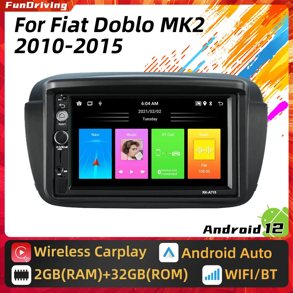 

Car Multimedia Player for Fiat Doblo MK2 2010 - 2015 Opel Combo 2011-2018 2 Din Android Stereo Car Radio GPS Head Unit Autoradio