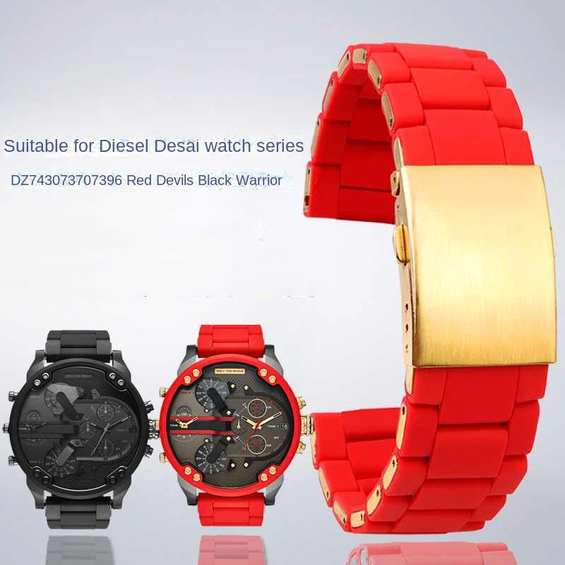 24mm 26mm 28mm Silicone Stainless Steel Watchband for Diesel Strap DZ7430 DZ7370 DZ4289 DZ7396 DZ7395 Red Rubber Wrist Band
24mm 26mm 28mm Silicone Stainless Steel Watchband for Diesel Strap DZ7430 DZ7370 DZ4289 DZ7396 DZ7395 Red Rubber Wrist Band