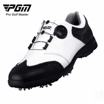 Crampons de Golfe Confiáveis e Úteis: Eleve seu Jogo com Tração Inigualável 8 PGM Men Golf Shoes Mobile Spikes Waterproof Footjoy Sports Shoes Lacing Anti-skid Sport Sneaker Male Knobs Buckle Golf Shoes