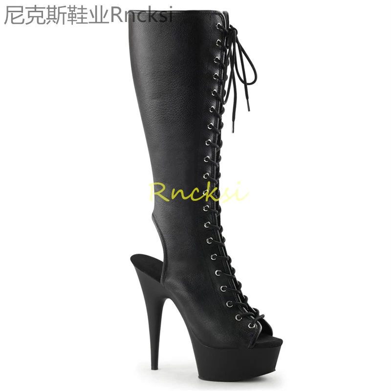 

15cm Martin boots women's new summer fashion spring and autumn women's boots thick-soled and toe-leaking round head boots