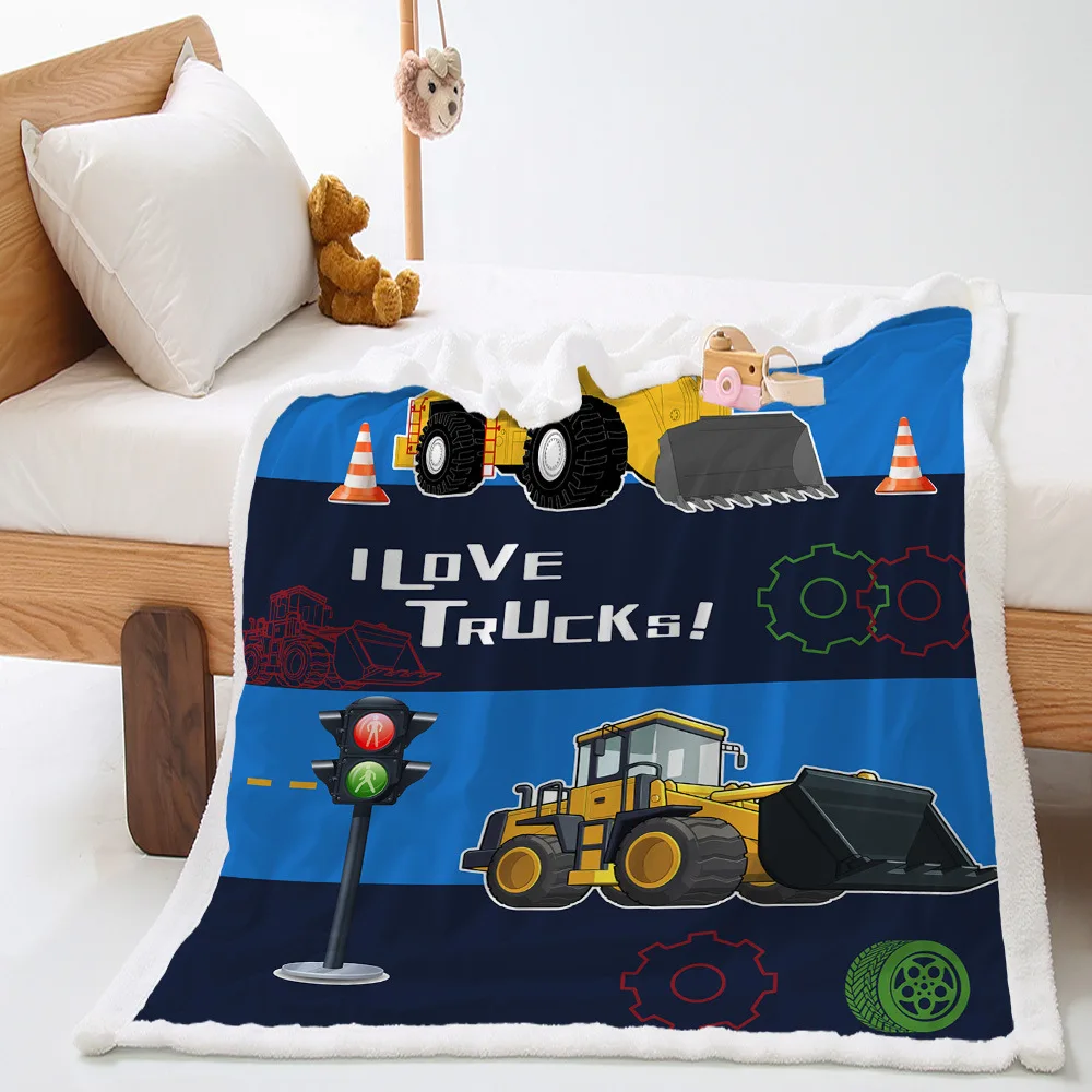 

Cartoon Truck 3D Plush Throw Blanket Kids Boys Gift Soft Warm Sherpa Blankets for Beds Couch Sofa Travel Picnic Quilts Nap Cover