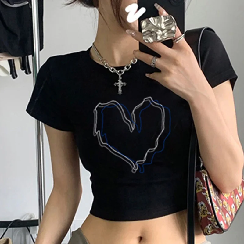 2024 New Summer High Waist Sexy Chic Korean Style Retro Cropped Top Casual Office Lady Short Sleeve O Neck Love Pattern Tops
2024 New Summer High Waist Sexy Chic Korean Style Retro Cropped Top Casual Office Lady Short Sleeve O Neck Love Pattern Tops