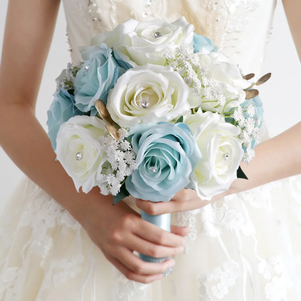 Holding Flowers Artificial Natural Rose Wedding Bouquet with Silk Satin Ribbon Pink White Blue Rose Bridesmaid Bridal Party 2023
Holding Flowers Artificial Natural Rose Wedding Bouquet with Silk Satin Ribbon Pink White Blue Rose Bridesmaid Bridal Party 2023